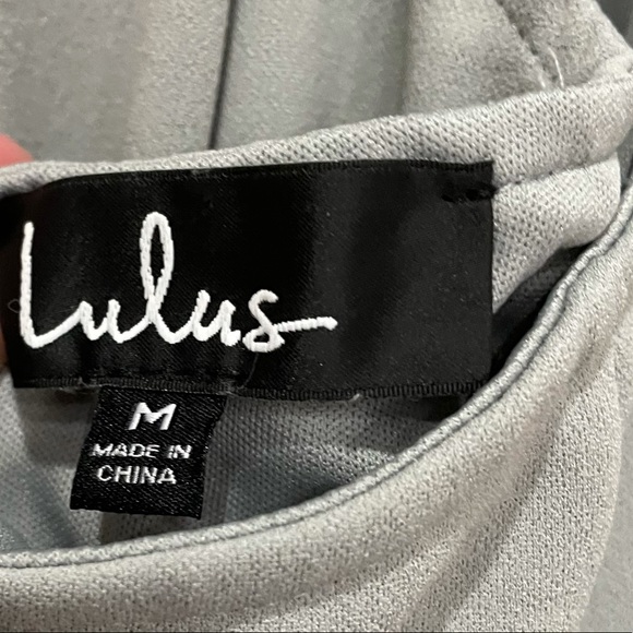 Lulus Medium Heaven and Earth Grey Criss Cross Bridal Maxi Gown Dress NWOT 350 - Picture 4 of 6